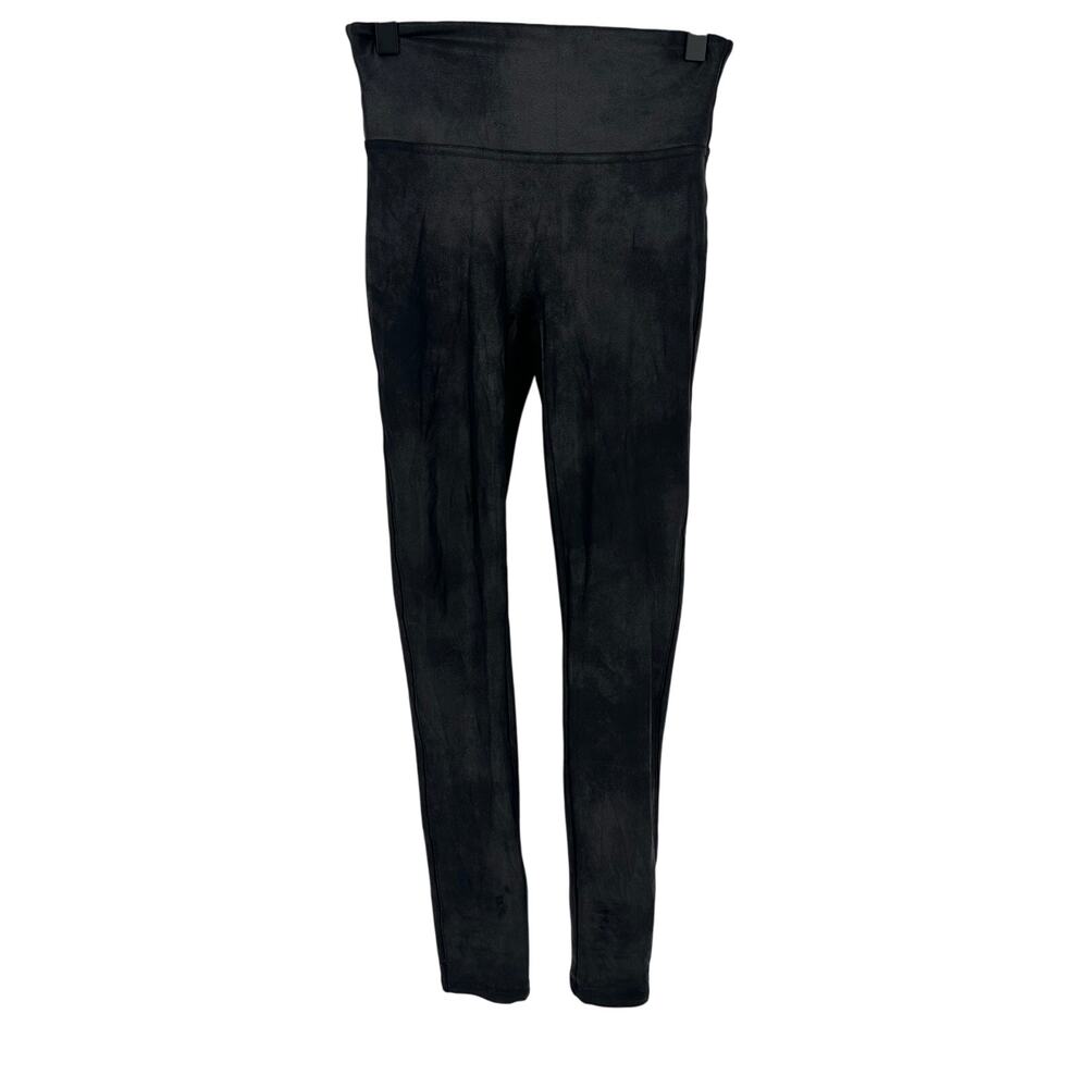 Spanx Faux Leather Leggings Black Mid Rise Ankle Stretch Pants Womens Petite S